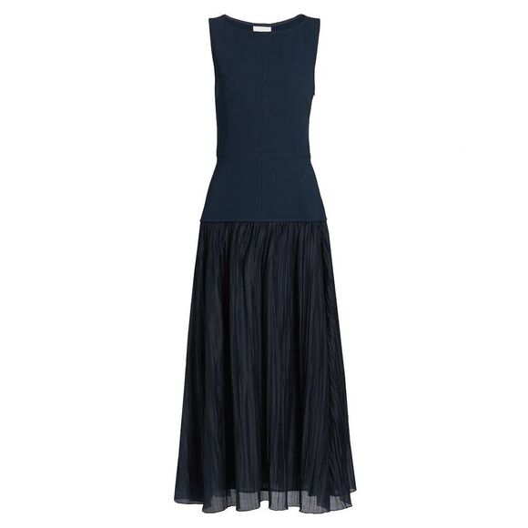 Reformation Dresses & Skirts - Reformation Cyra dropped waist pleated skirt dress midnight navy blue Size 12